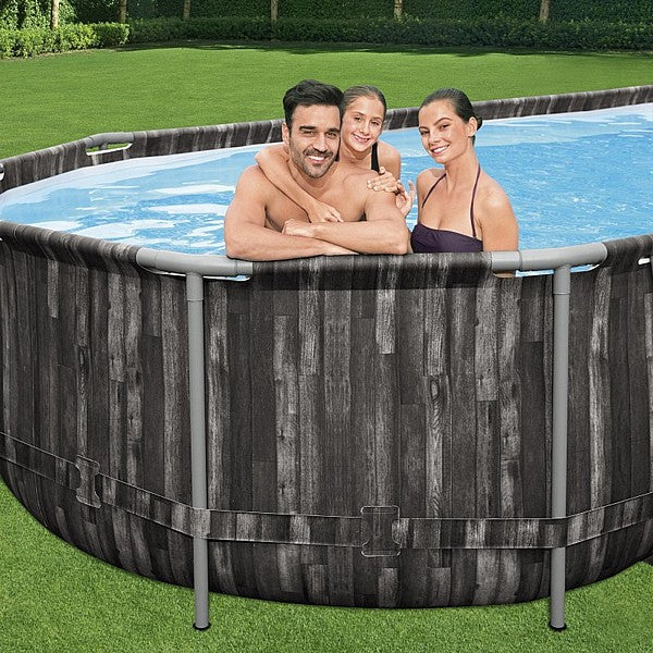 בריכת בעיצוב ראטן אובלית 733/366/122 BESTWAY 5611T + משאבת נייר 2,500 גלון