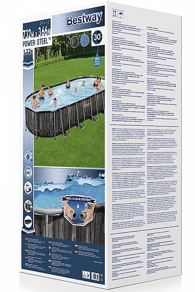 בריכת בעיצוב ראטן אובלית 733/366/122 BESTWAY 5611T + משאבת נייר 2,500 גלון