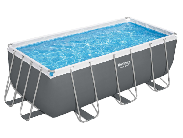 בריכה מלבנית אולטרה  BESTWAY 412X201X122 56456 + משאבת נייר 530 גלון דגם חדש יריעה אפור כהה