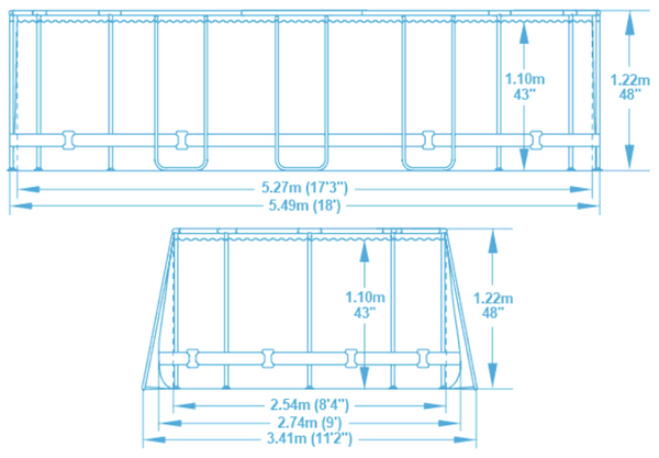 בריכה אובלית  549/274/122 BESTWAY 56710 + משאבת נייר 1500 גלון