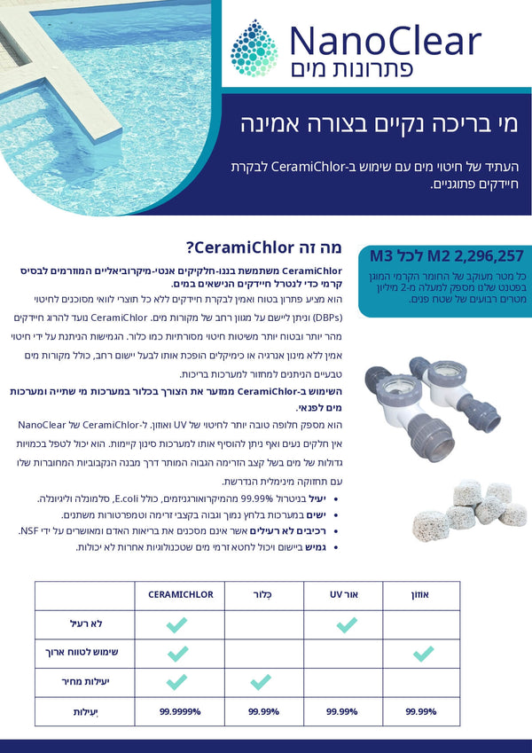 ננו קליר -  חיטוי מים ללא כלור - קרמיקכלור NANO CLEAR