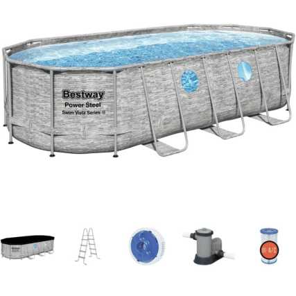 בריכת ראטן אובלית אולטרה BESTWAY 56716 549*274*122 עם חלונות