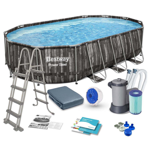 בריכת BESTWAY אובלית דמוי עץ 610X366X122 ס"מ דגם 5611R בסטווי