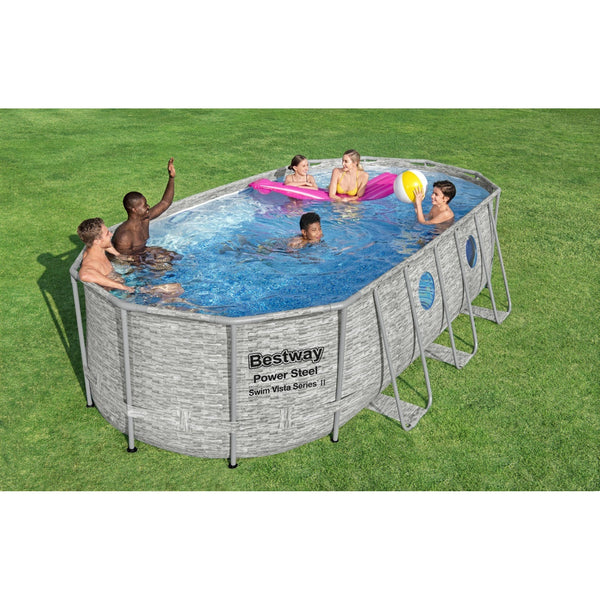 בריכת ראטן אובלית אולטרה BESTWAY 56716 549*274*122 עם חלונות