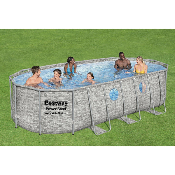 בריכת ראטן אובלית אולטרה BESTWAY 56716 549*274*122 עם חלונות